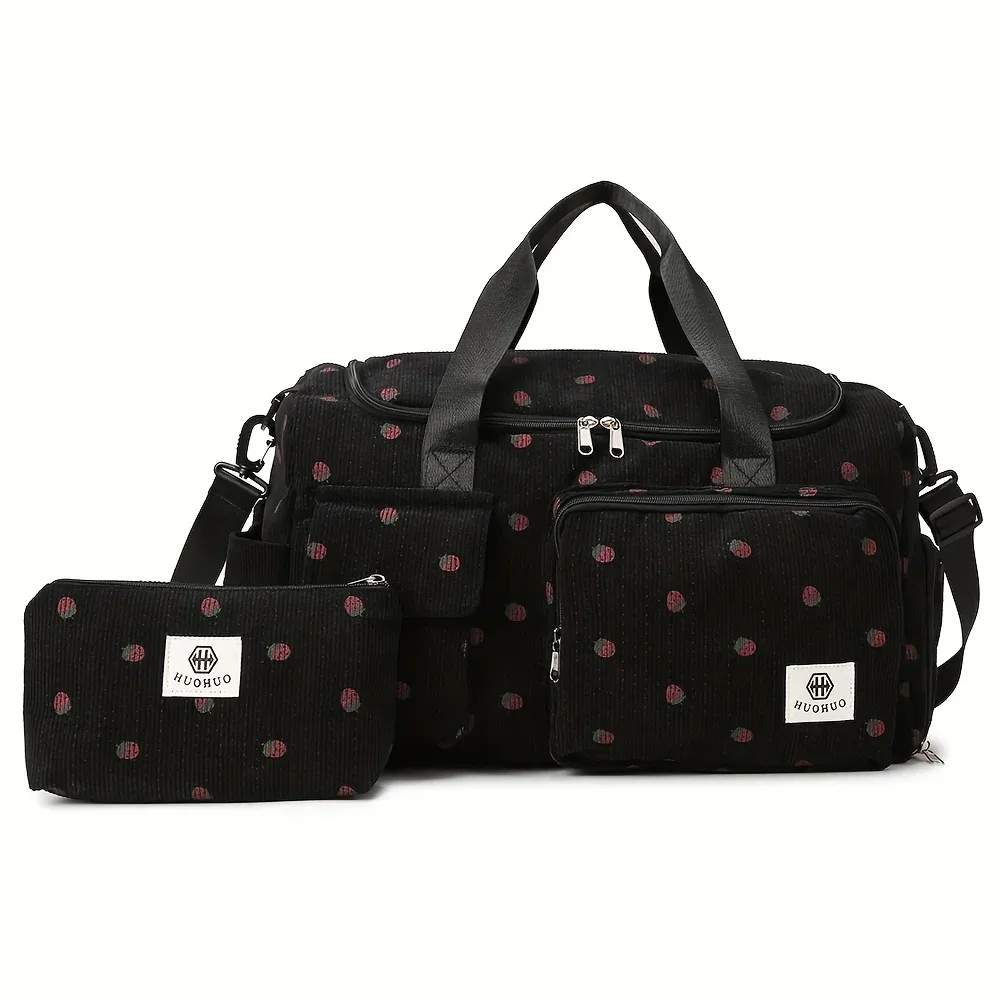 sac de voyage strawberry, sac de voyage en velours côtelé de grande capacité, sac bandoulière léger, sac multifonctionnel pour le sport et le fitness