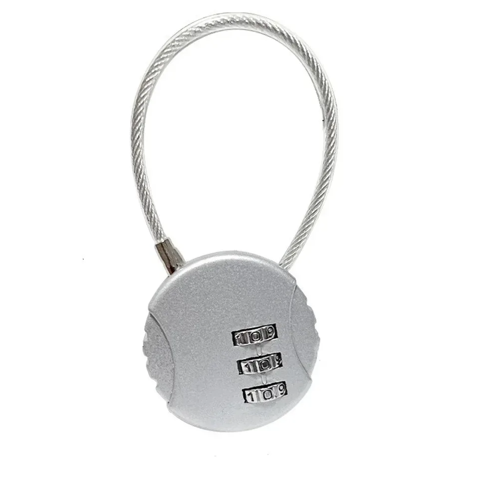 serrure à combinaison ronde en câble métallique d'acier, pour bagages, sacs, sacs à dos, étuis à poignées, mini cadenas à combinaison à trois chiffres