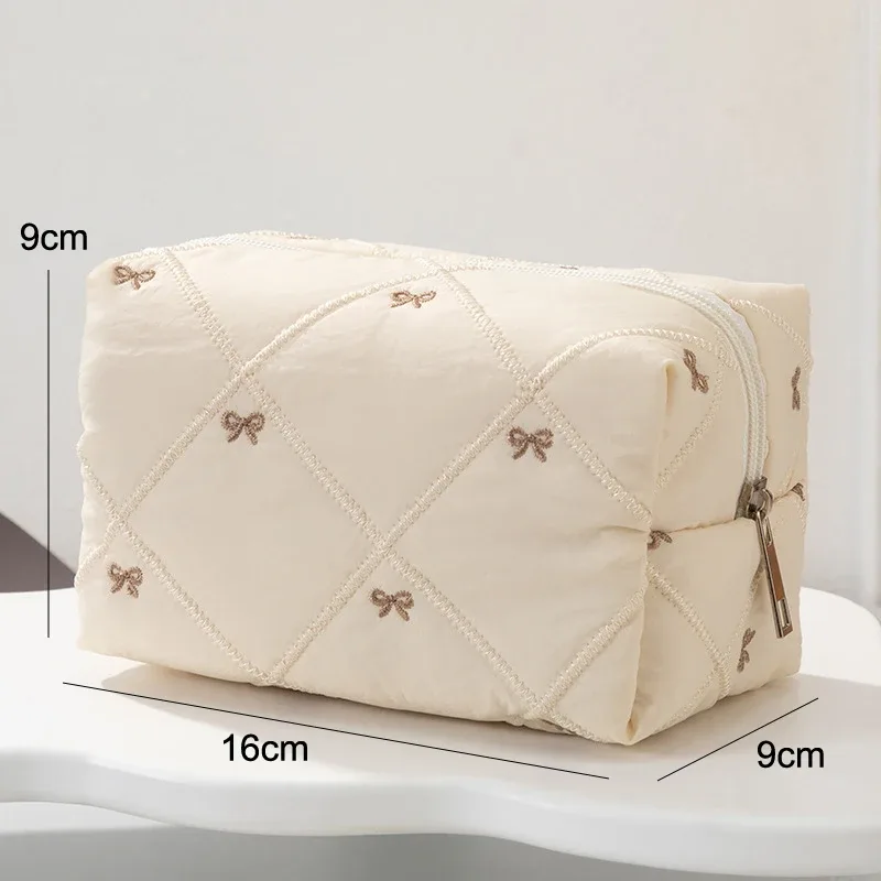 sac à maquillage minimaliste en velours côtelé, grande capacité, sac de rangement pour cosmétiques de voyage, trousse de maquillage pour femmes