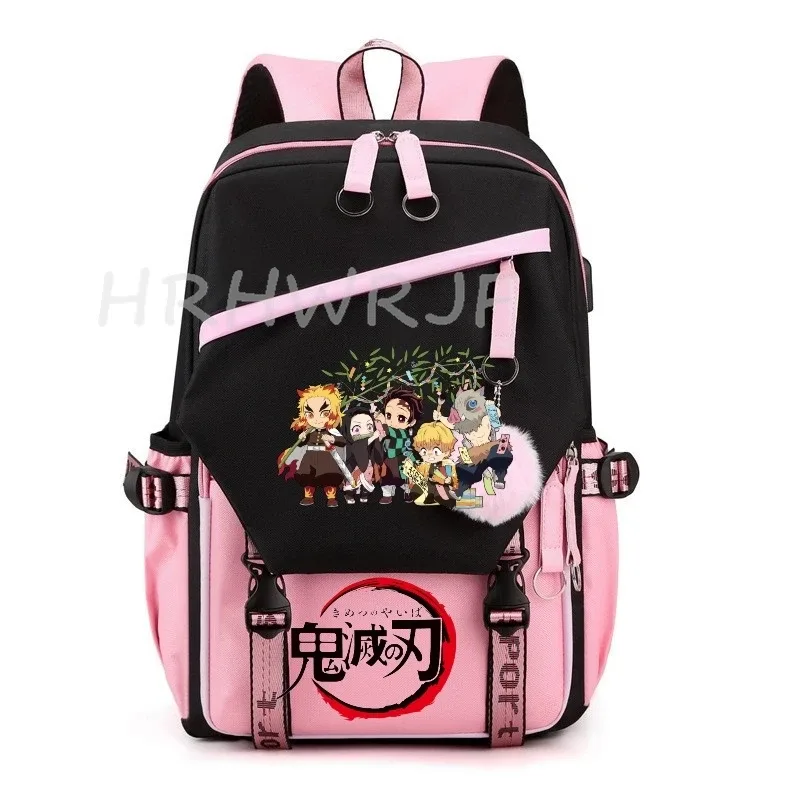 sacs à dos demon slayer nezuko kamado, grande capacité, pour voyage, décontractés, pour garçons, adolescents, patchwork, pour ordinateur portable, sacs d'école légers, mochilas