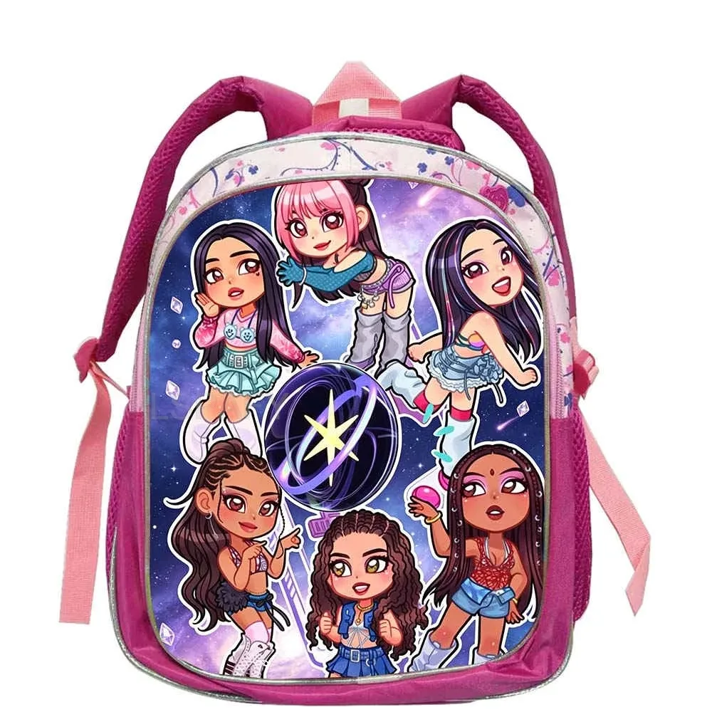 Sacs à dos tendance Katseye roses pour enfants, sacs d'école pour adolescentes et adolescents, sac à dos décontracté et tendance 12 pouces