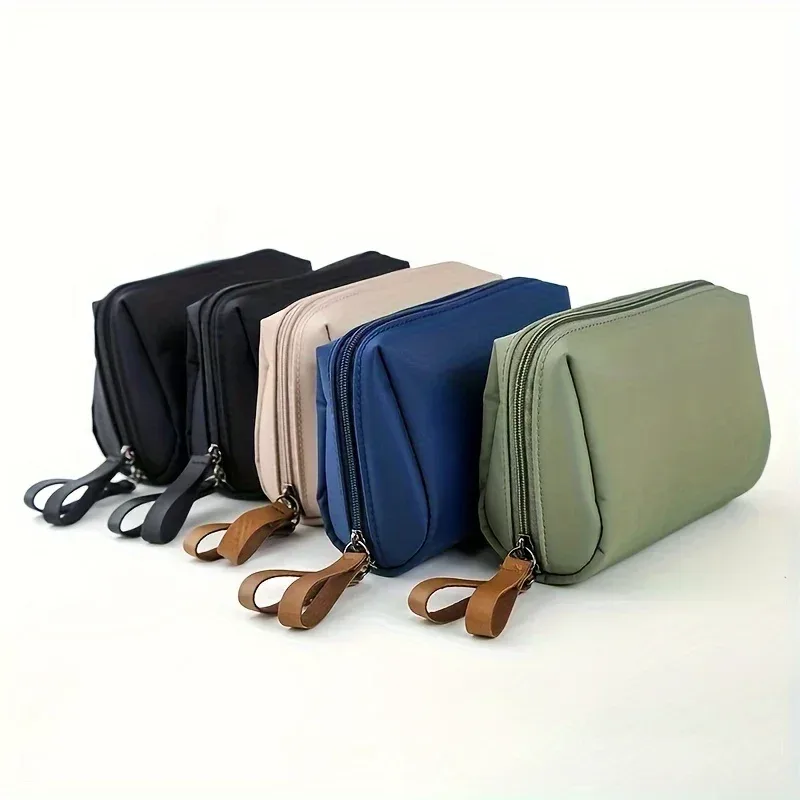 trousse de maquillage portable unie 2026, pochette cosmétique de voyage, organisateur de rangement pour usage quotidien