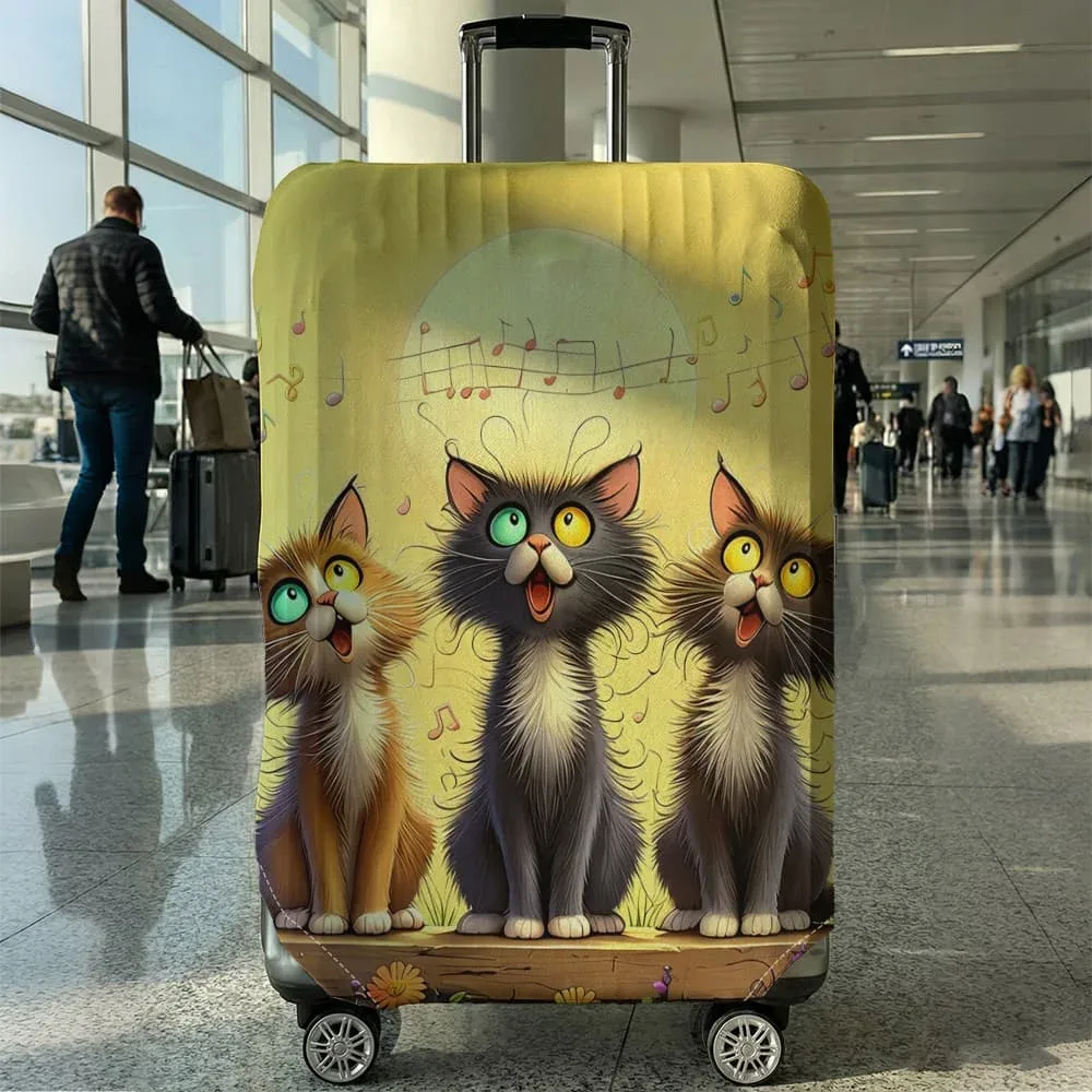 housse de protection pour bagages à motif de chat, ensemble adapté aux bagages de 18 à 32 pouces, housse de poignée de valise, accessoires de voyage