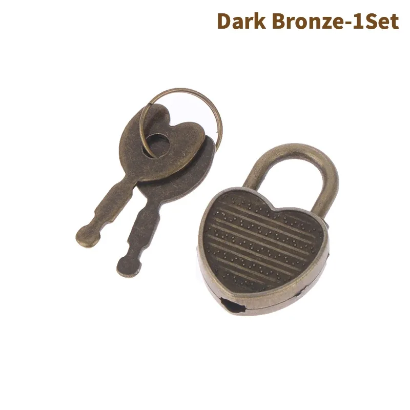 1 mis en forme de coeur cadenas mini bagages serrures matérielles avec serrure à clé pour le voyage de mariage boîte à bijoux journal livre valise