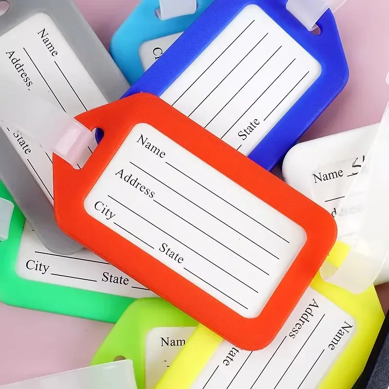 étiquettes de bagages de voyage portables avec carte d'identité, étiquettes d'embarquement en pvc diy, étiquettes nominatives pour valises, accessoires de voyage unisexes