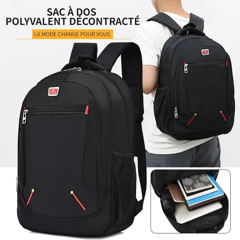Sac à dos de style nouveau pour hommes, sac à dos décontracté grande capacité, sac d'ordinateur multifonctionnel pour voyages d'affaires, sac d'école moyen à grand format