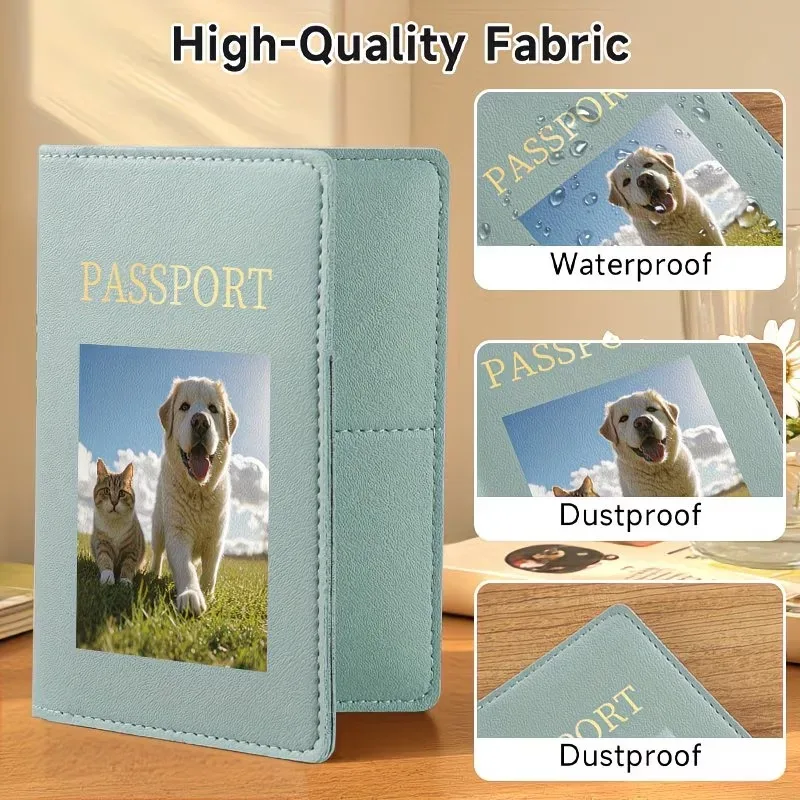 diy photo custom - porte-passeport personnalisé avec motif d'avion, portefeuille de voyage avec emplacement pour cartes - cadeau unique pour hommes et femmes