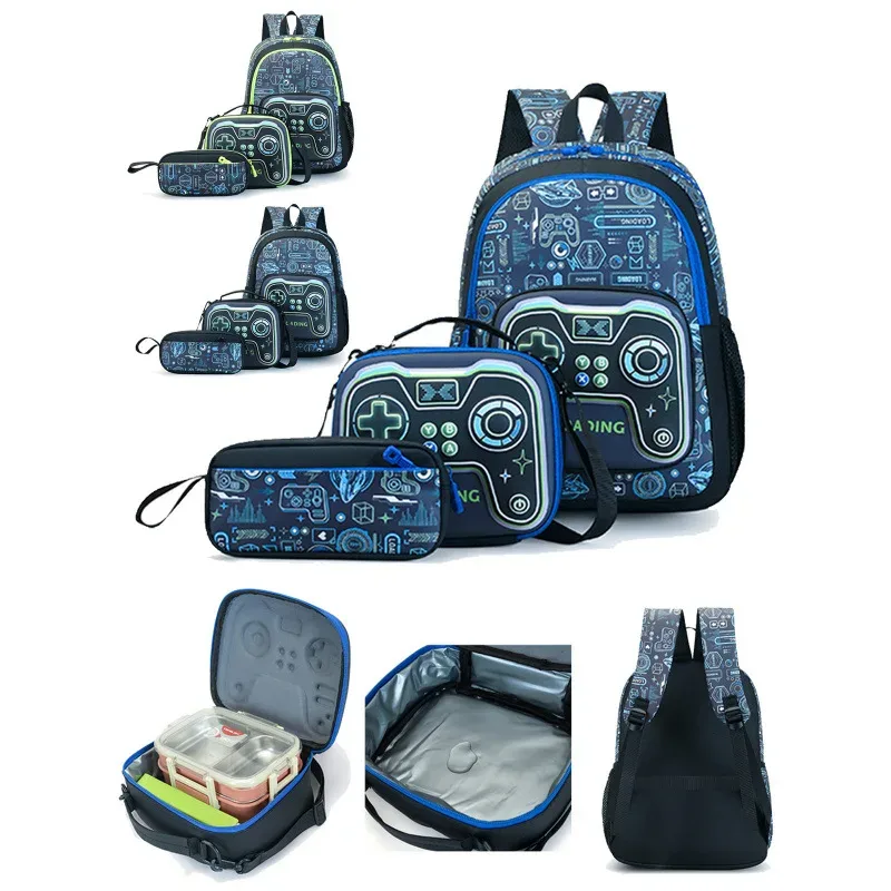 sac à dos imperméable grande capacité, ensemble de trois pièces, contrôleur de jeu pour étudiants, sac portable multi-poches léger en tissu oxford