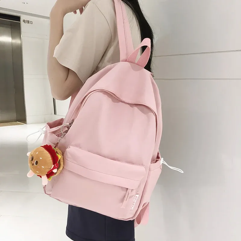 Cartable de mode pour adolescents imperméable à l'eau en Nylon filles sac à dos mignon femmes sac à dos pour ordinateur portable sac de voyage noir rose Bookbag unisexe