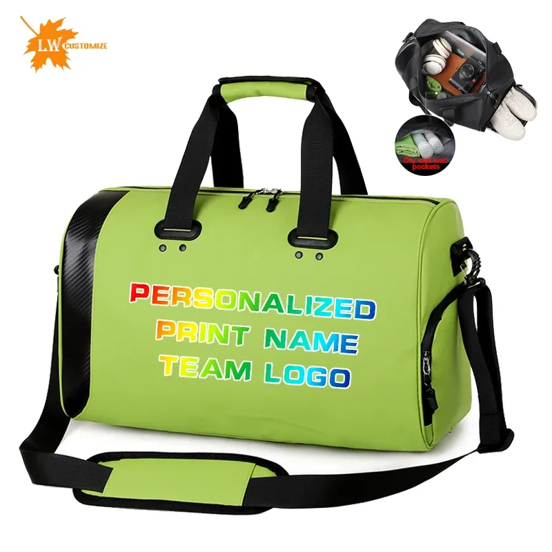 Sac de voyage personnalisé avec logo, sac à bagages avec nom imprimé, séparation sèche et humide, sac de sport bricolage