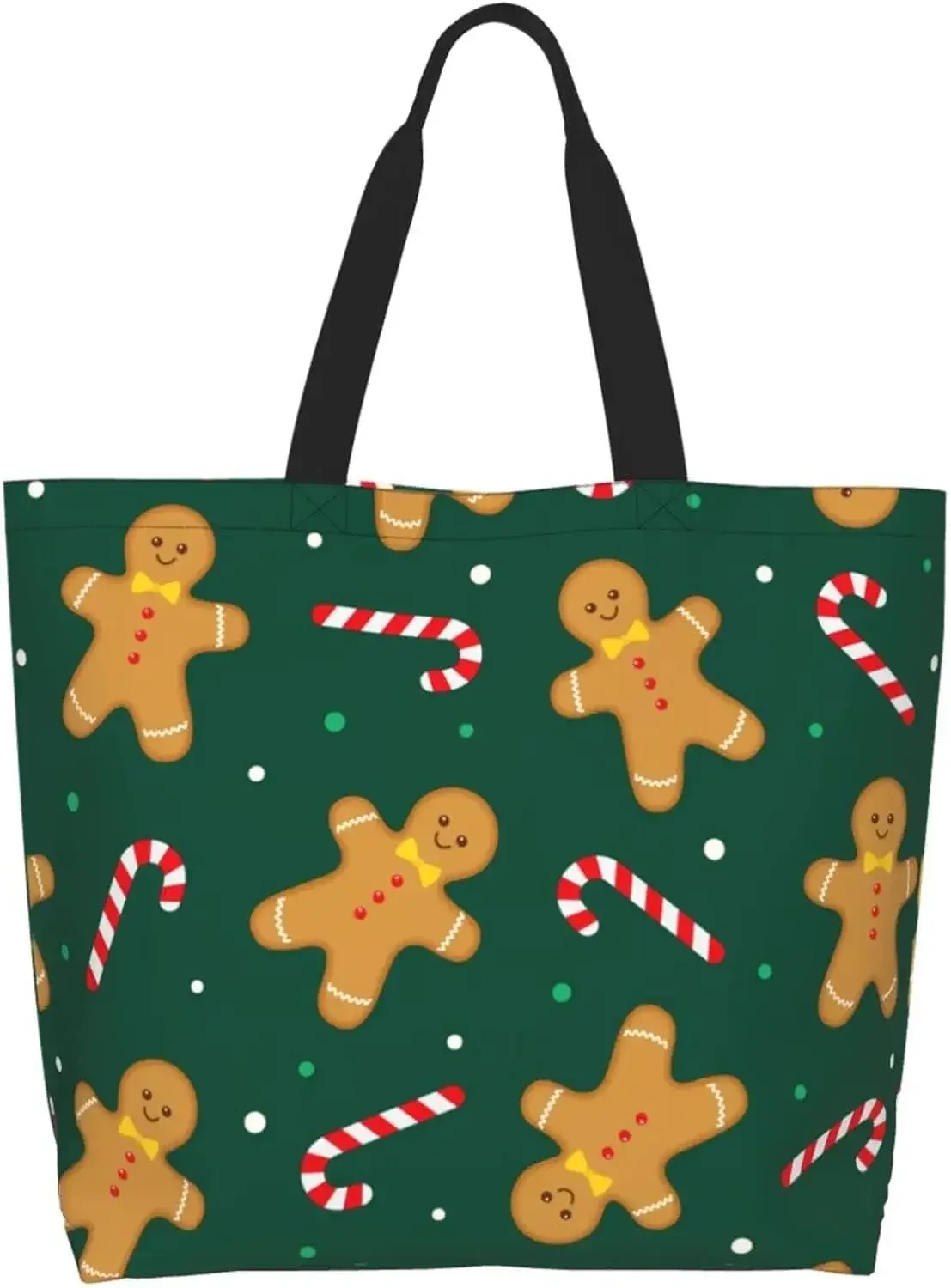 sac fourre-tout bonhomme en pain d'épice pour femme, sac à main de noël, sac à provisions, sac cadeau de plage, travail en plein air, canne en bonbon