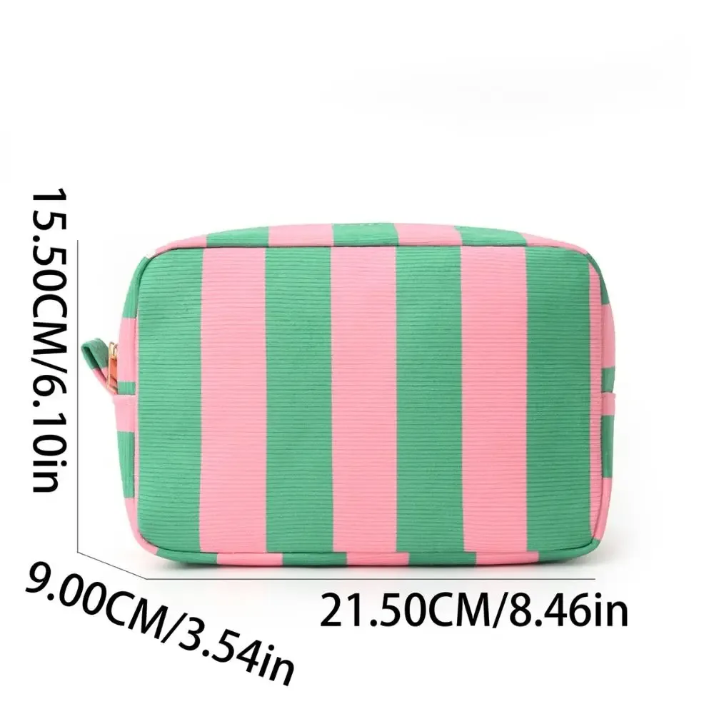 sac de rangement durable en velours côtelé noir, vert, rouge, grande capacité, sac de voyage pour maquillage, design à rayures, trousse de maquillage pour femmes et filles