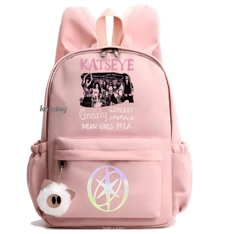 kawaii chaud katseye drôle impression sac à dos grande capacité sac d'école étudiant pochette d'ordinateur sac à dos scolaire pour étudiant