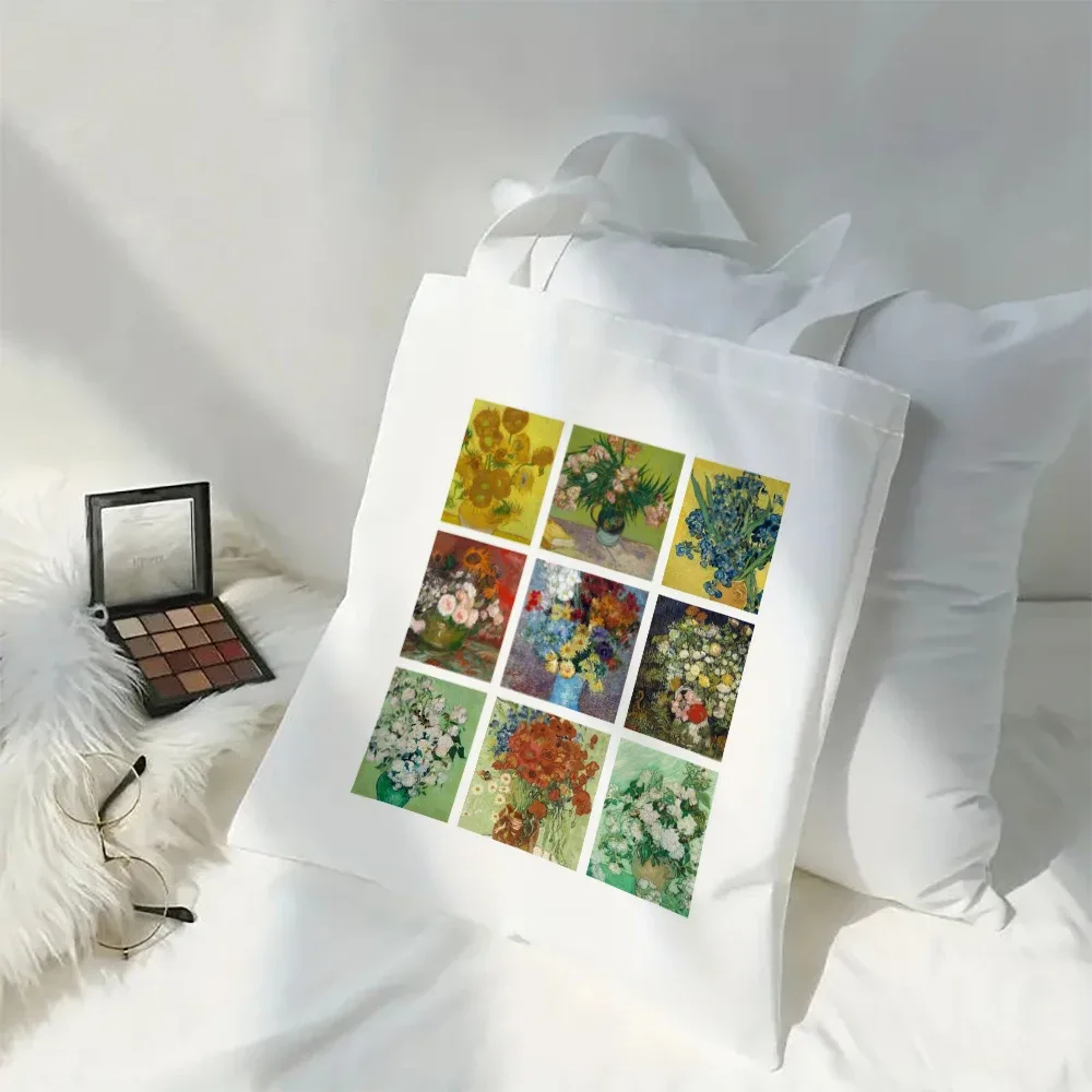sac fourre-tout spacieux vincent van gogh, sac à bandoulière portable décontracté, sac de courses léger, grand sac réutilisable
