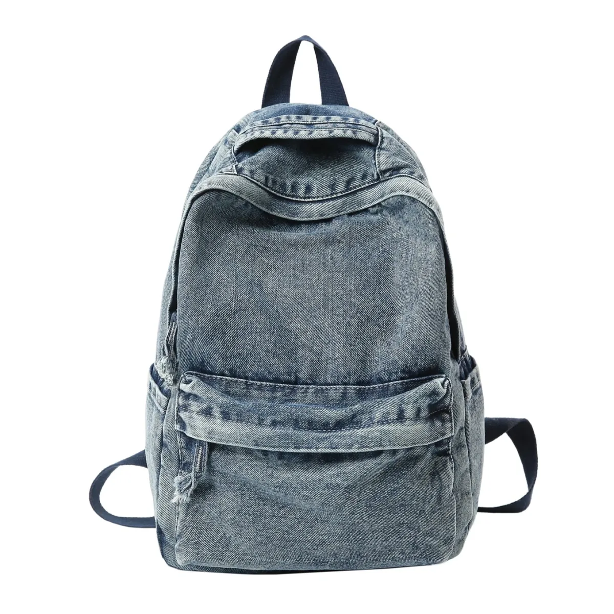 sac à dos en jean délavé vintage, léger, grande capacité, pour étudiants, sac d'école, sac de voyage décontracté, noir, bleu, nuances rétro
