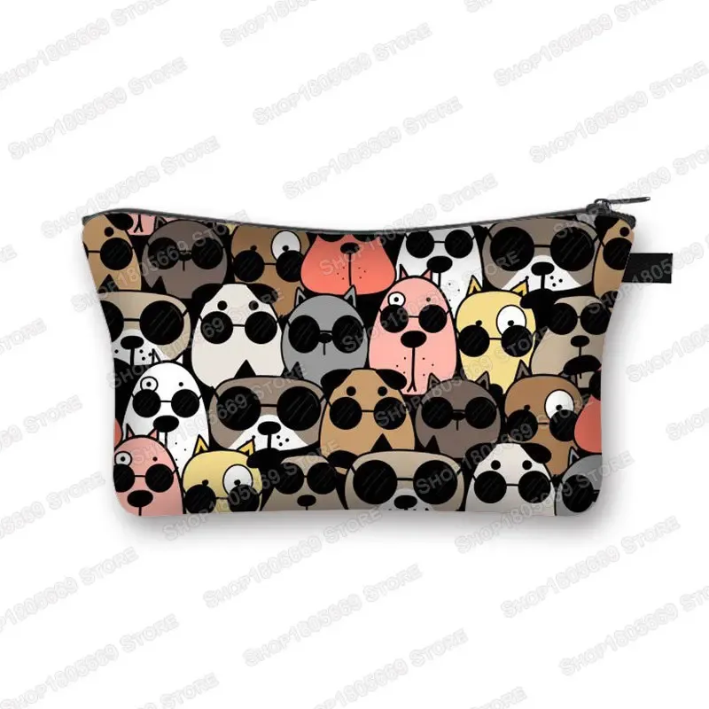 kawaii dessin animé chat chien trousse à cosmétiques mignon chaton chiot sacs de maquillage femmes sacs de toilette pochette rouge à lèvres pochette fille sac à cosmétiques