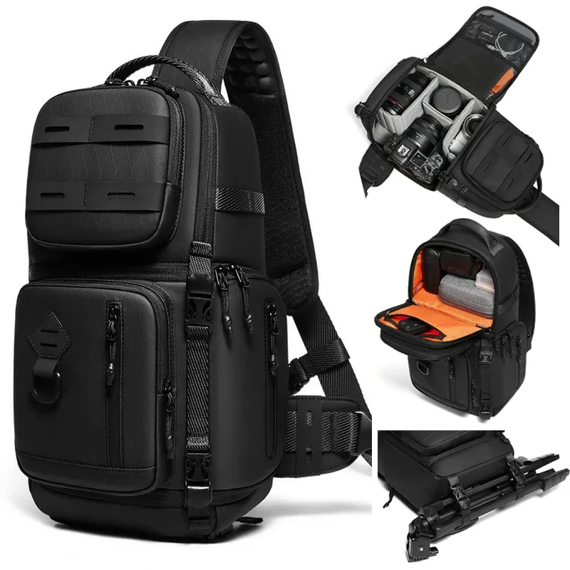 Sac bandoulière pour appareil photo reflex numérique pour homme, sac de randonnée, sac messager, sac de voyage, sac de sport pour l'extérieur, sac de poitrine, peut être équipé d'un trépied
