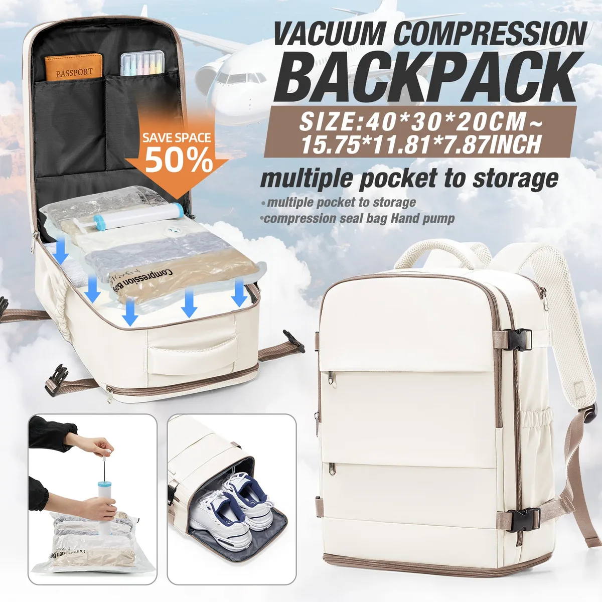 ryanair 40x30x20 sac à dos de voyage wizzair sac de cabine unisexe femmes hommes sac à dos pour ordinateur portable en plein air étudiant école sac à dos sac sous vide