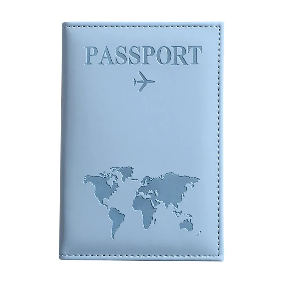 housse de passeport en cuir pu pour hommes et femmes - organisateur - porte-cartes de protection - housses de documents d'identité - étui de passeport de voyage avec carte du monde