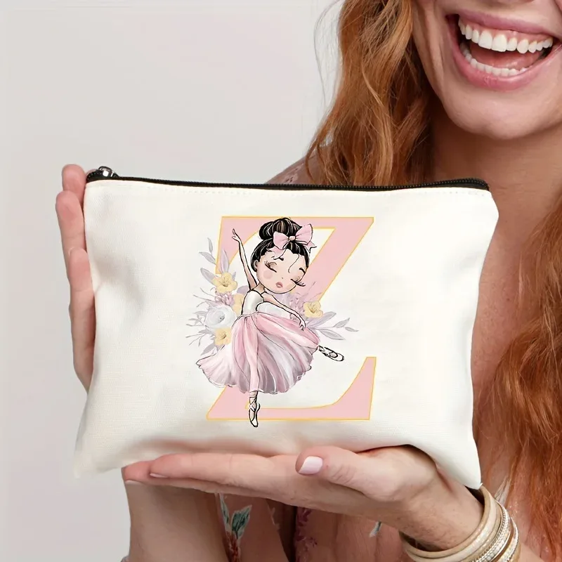 sacs de rangement, porte-monnaie, articles de toilette de style danseuse de ballet à 26 lettres, trousse de maquillage, sacs de voyage, pochette de maquillage