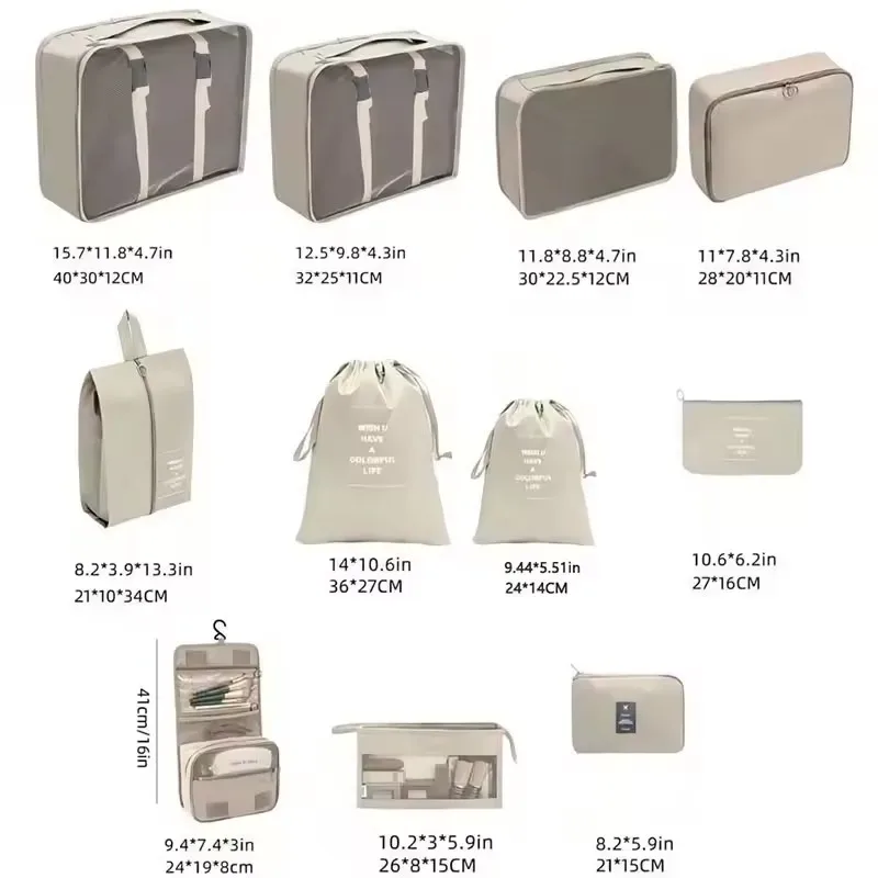 ensemble de 8 organiseurs de voyage, cubes de rangement pliables portables pour valises, pour vêtements, chaussures, pochettes de rangement, sacs de rangement pour bagages