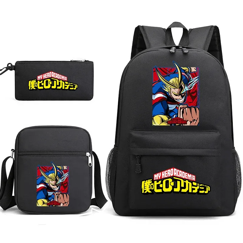 ensemble de sacs à dos scolaires imprimés my hero academia, 3 en 1, avec sac à bandoulière, trousse à crayons, pour garçons, filles, enfants