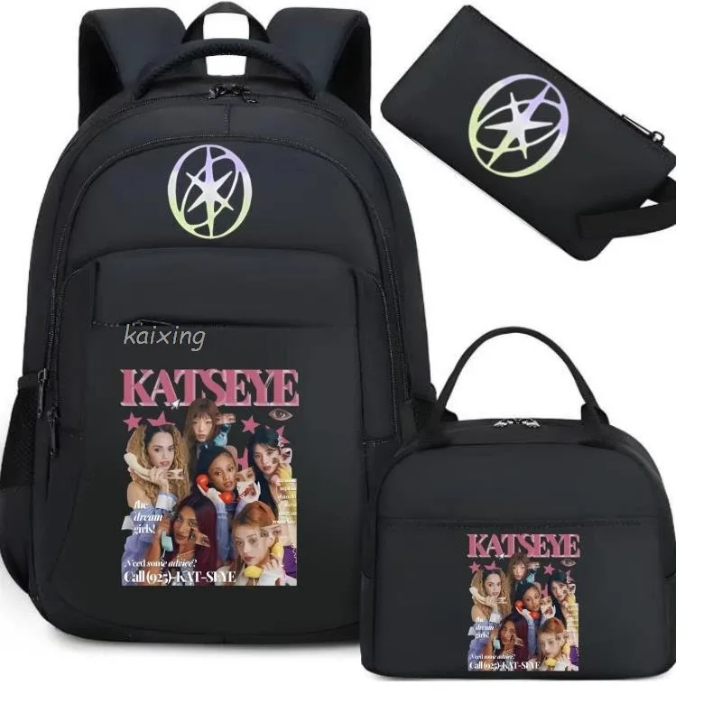 hot katseye drôle impression sacs à dos avec sacs à déjeuner multi-poches camouflage adolescents voyage sac à dos pour ordinateur portable femmes sac d'école mochila