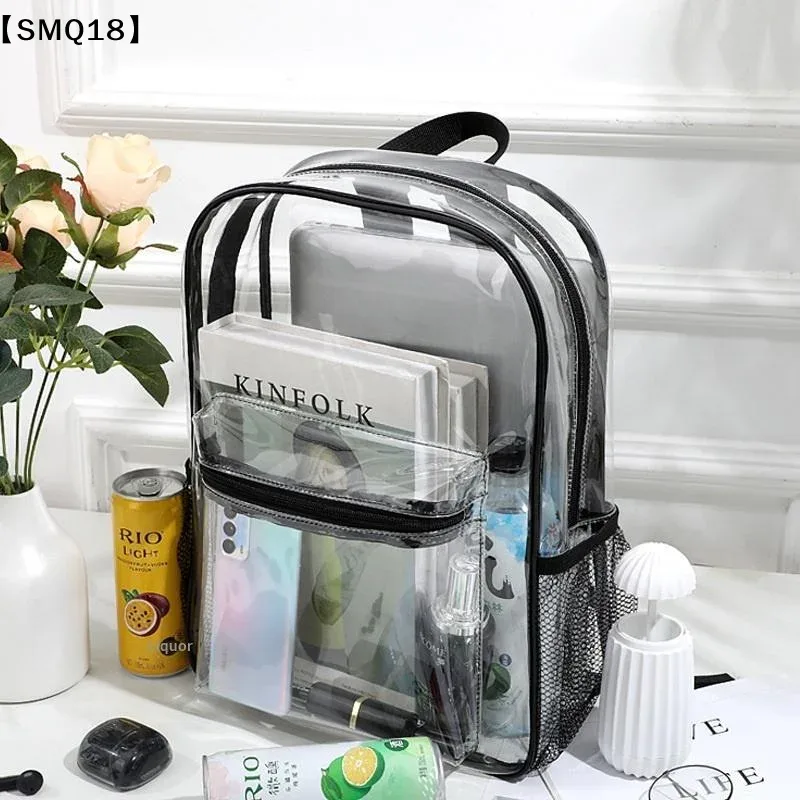sac à dos transparent en pvc pour sports de plein air et fitness, sac à dos de voyage décontracté visible, grande capacité, sac à bandoulière étanche【smq】