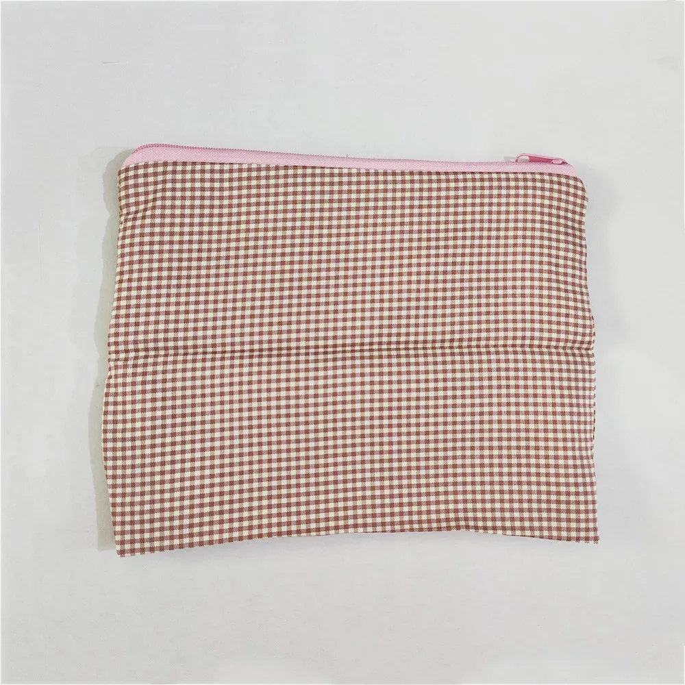 sac de maquillage à carreaux pour femmes et filles, grande capacité, sac cosmétique en coton, simple, portable, sac de rangement, pochette, sac de voyage, pochette de maquillage