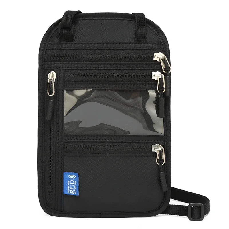 portefeuille de cou anti-rfid, porte-passeport de voyage, sac à documents léger et imperméable, pochette cachée antivol pour femmes et hommes