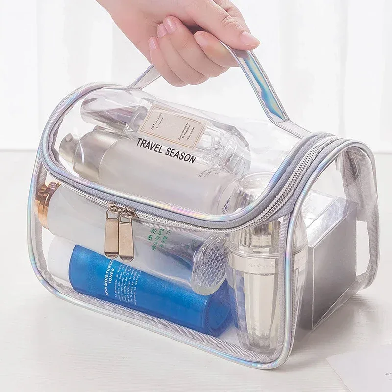 sac à cosmétiques de maquillage transparent, pochette de toilette de voyage portable, pochette transparente étanche, rangement, kit de lavage de voyage à domicile, étui de maquillage