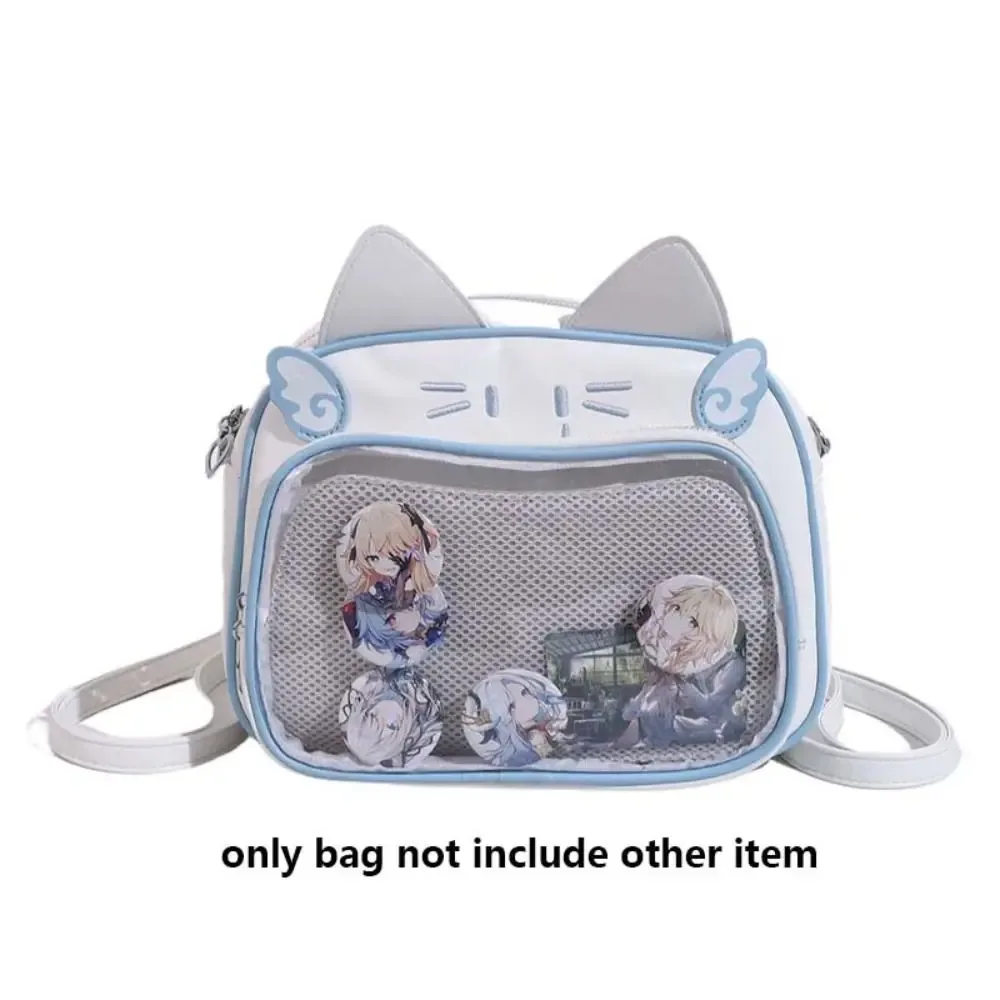sac à fermeture éclair kawaii chat itabag sac en coton pu poche transparente petit article sac badge sac de rangement mode sacs à dos femmes