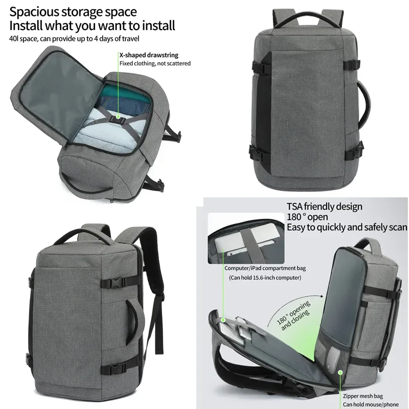Sac à dos de voyage multifonctionnel pour femmes, imperméable, grande capacité, séparation sec/humide, pour les trajets quotidiens, les voyages d'affaires, ordinateur portable