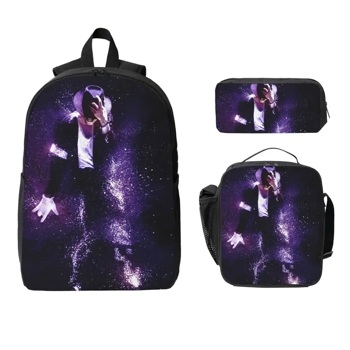 sac à dos michael jackson pour musiciens, chanteurs et danseurs, sac d'école, sac à bandoulière pour ordinateur portable, 3 sacs à bandoulière, sac à déjeuner isotherme, trousse à crayons