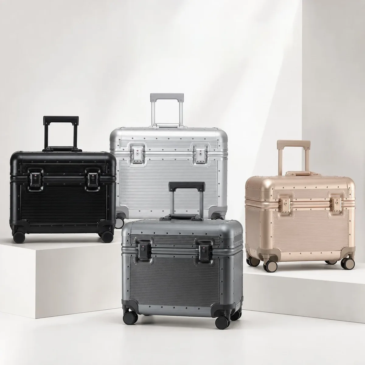 valise à roulettes bunnyfly 20 pouces avec cadre en aluminium, poignée rigide, serrure tsa, petite valise cabine pour appareil photo et photographie