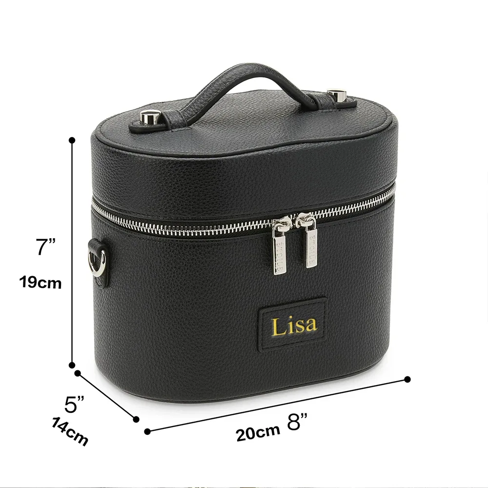 pochette cosmétique en cuir pu personnalisable : simple, portable, bandoulière, à main, grande capacité pour les voyages