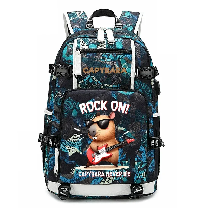 sac à dos d'étudiant à grande capacité avec imprimé de capybara, pour garçons et filles, sac de voyage décontracté, sac d'école léger et durable, utilisation quotidienne