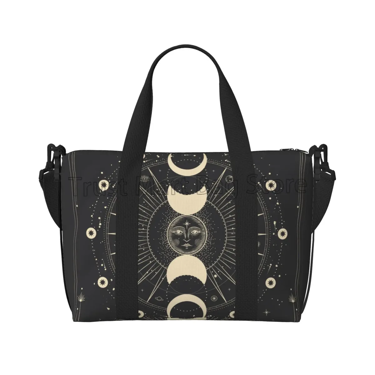 sac de sport de voyage unisexe, lune, étoile, soleil mystique, stratravelling, tarot goth, sacs de week-end polyvalents, sac à bagages étanche décontracté