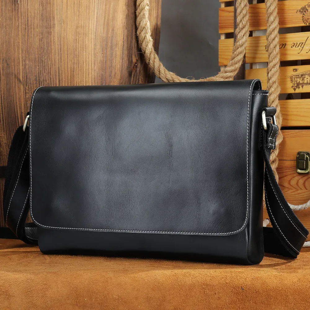 sacs pour ordinateur portable westal 13 pouces en cuir crazy horse, sacoches pour hommes, sacs de bureau pour hommes, sacs à bandoulière, sacs messagers
