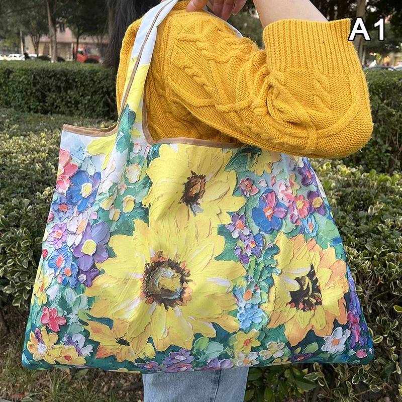 sac de courses pliable, nouvelle mode, sac de rangement d'épicerie réutilisable, sac à main à bandoulière portable en nylon, fourre-tout de voyage