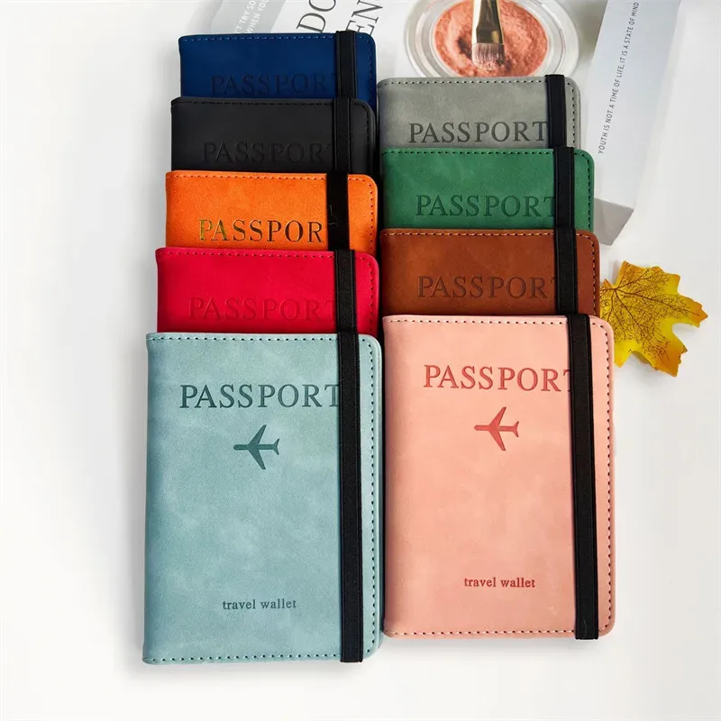 housse de protection portable pour passeport, pochette de rangement multifonctionnelle pour cartes d'identité et bancaires, étui portefeuille en cuir pu, accessoires de voyage