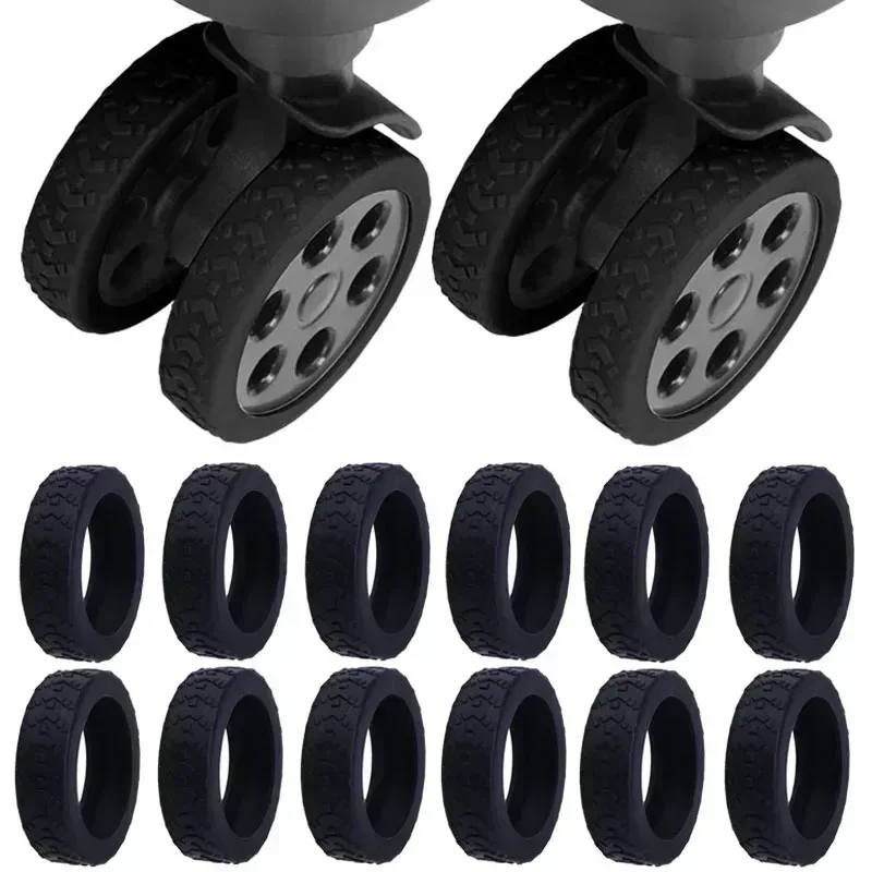 valise en silicone, étui de protection de roue avec son silencieux, roulettes pour bagages de voyage, chaussures, réduit le bruit, boîte de chariot, roulettes
