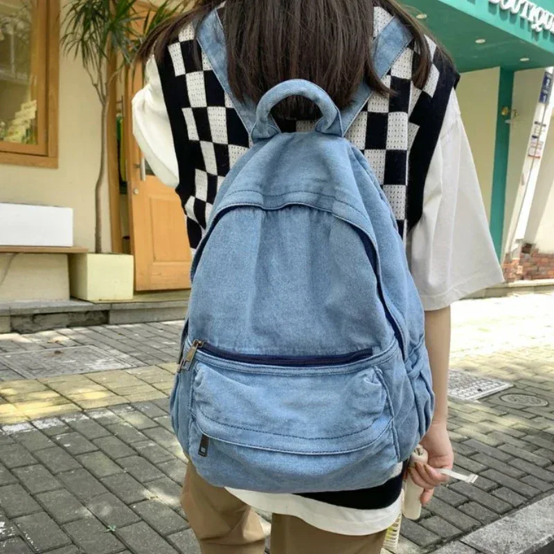 nouveau sac à dos en denim gris pour femmes, sac à bandoulière pour loisirs et voyages, cartable à la mode pour garçons et filles, mochila
