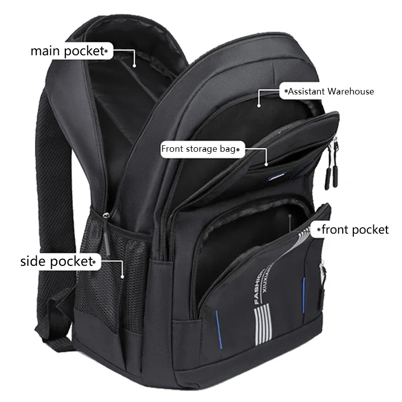 sac à dos minimaliste pour hommes, sac à dos léger en nylon avec plusieurs compartiments de rangement pour l'école et les voyages de week-end