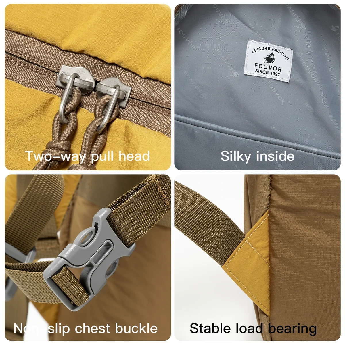 sac à dos en nylon grande capacité fouvor 2026 léger pour le voyage, la randonnée, le sport, les trajets quotidiens et l'école - modèle 3068-09