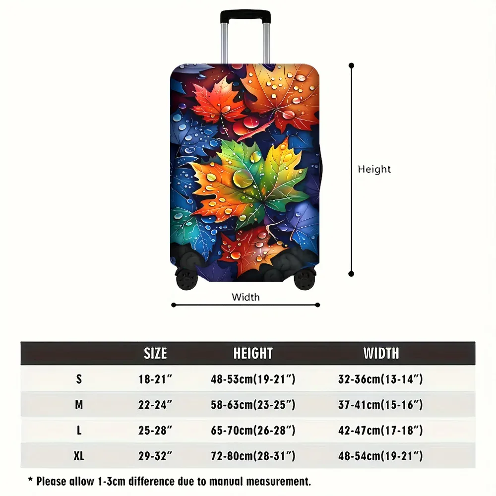 1 housse de valise avec imprimé feuilles d'automne colorées. convient aux valises de 18 à 32 pouces ; protège efficacement vos bagages