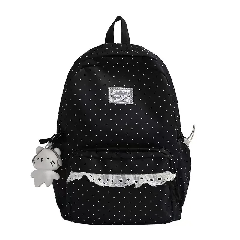 sac à dos coréen style collège à pois, esthétique, pour collège, voyage, double bandoulière, style ballet doux, petit sac à dos pour fille
