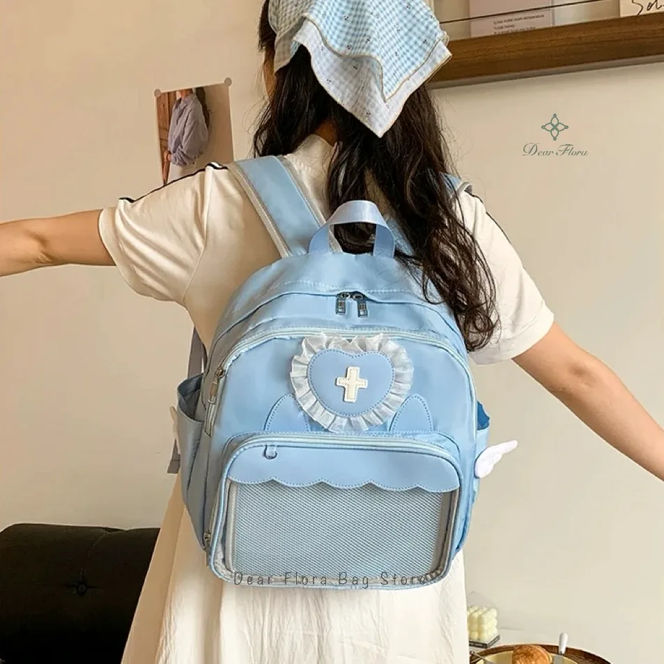 y2k mignon clair ita sac femmes lolita sac à dos kawaii fille sac à bandoulière bricolage affichage poche transparente poupée japonaise fourre-tout sacs à main