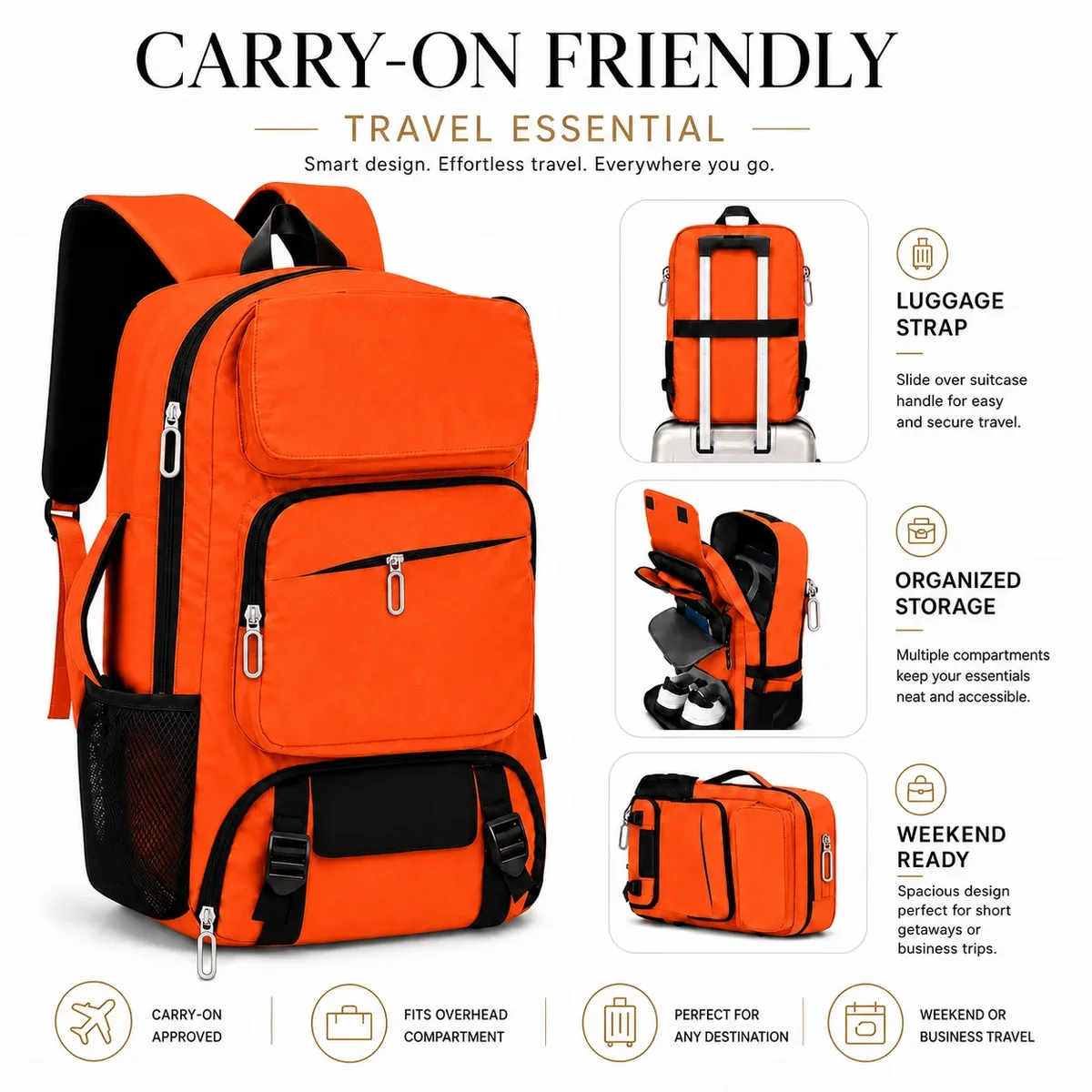 sac à dos de voyage pour homme de grande capacité avec compartiment séparé pour chaussures et plusieurs poches pour organiser les ordinateurs portables, un sac à dos spacieux adapté aux voyages d'affaires, aux vacances et aux trajets quotidiens.