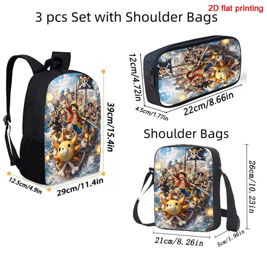 ensemble de 3 sacs à dos scolaires légers one piece avec sac bandoulière et trousse à crayons, sac à dos unisexe pour garçons et filles de 6 à 10 ans